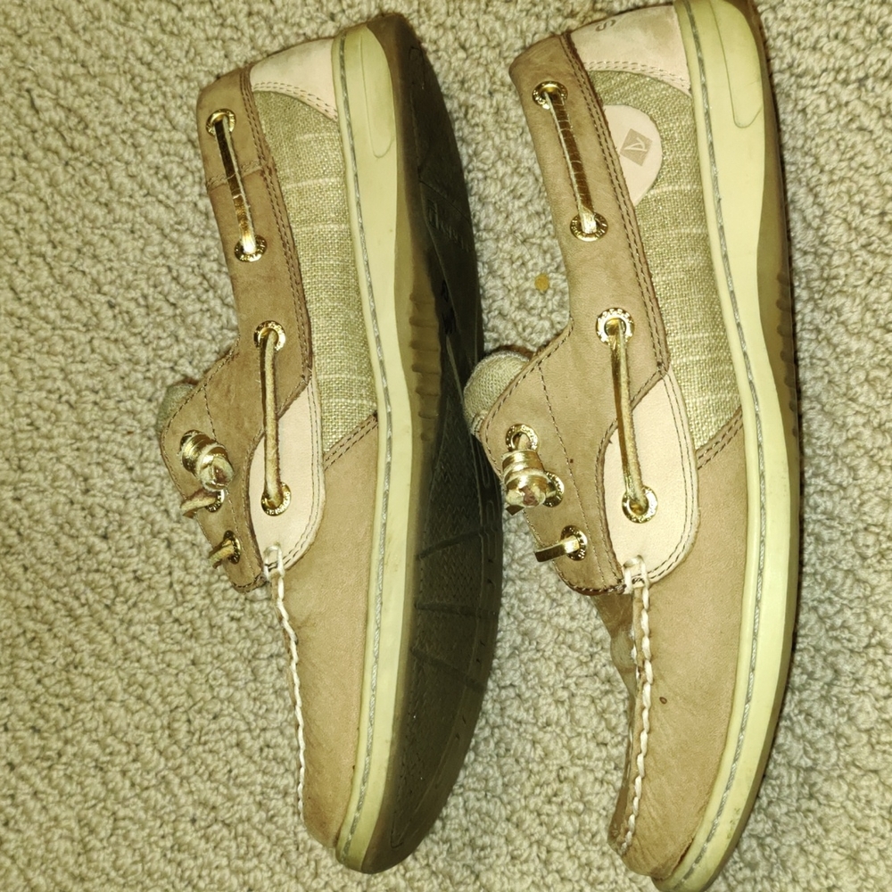 Sperry's With Gold Metallic Shoes 8